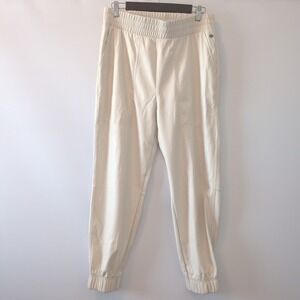 NEW CALIA Ath-Leather Jogger Women Medium Chantilly Cream Faux Leather Pants